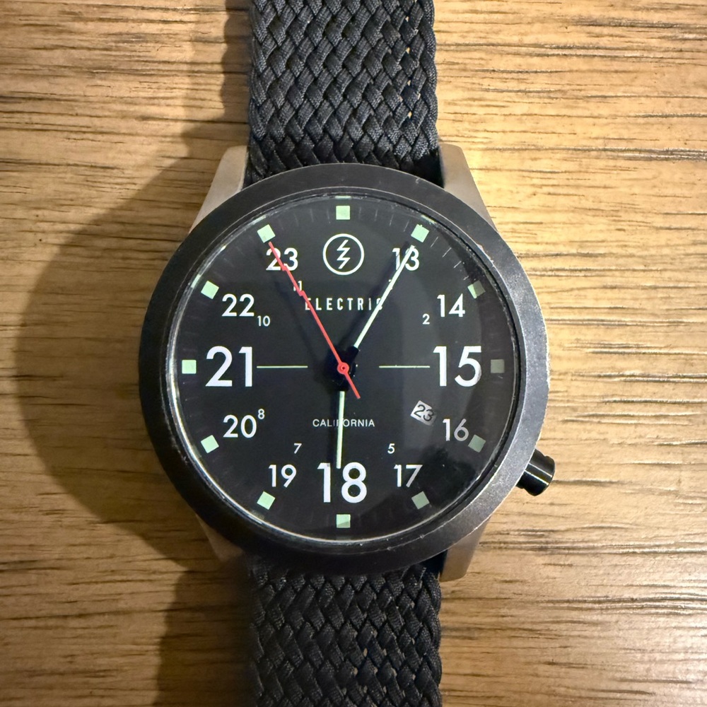 Electric Black Watch with Woven Strap